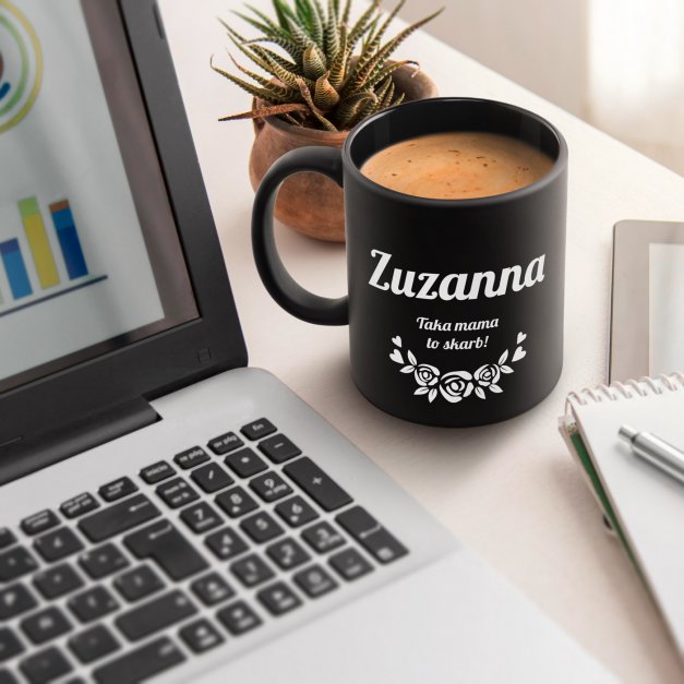 Kubek ceramiczny czarny matowy z grawerem dla mamy