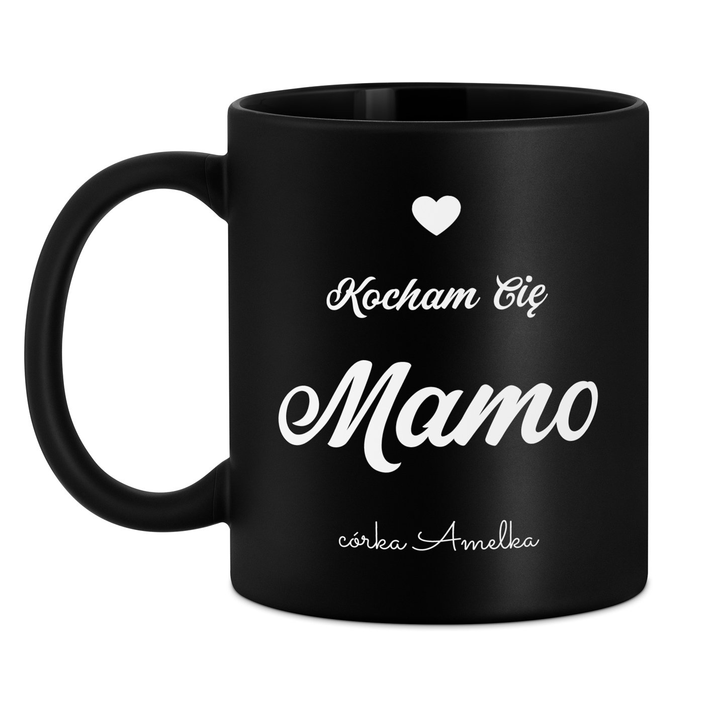 Kubek ceramiczny czarny matowy z grawerem dla mamy
