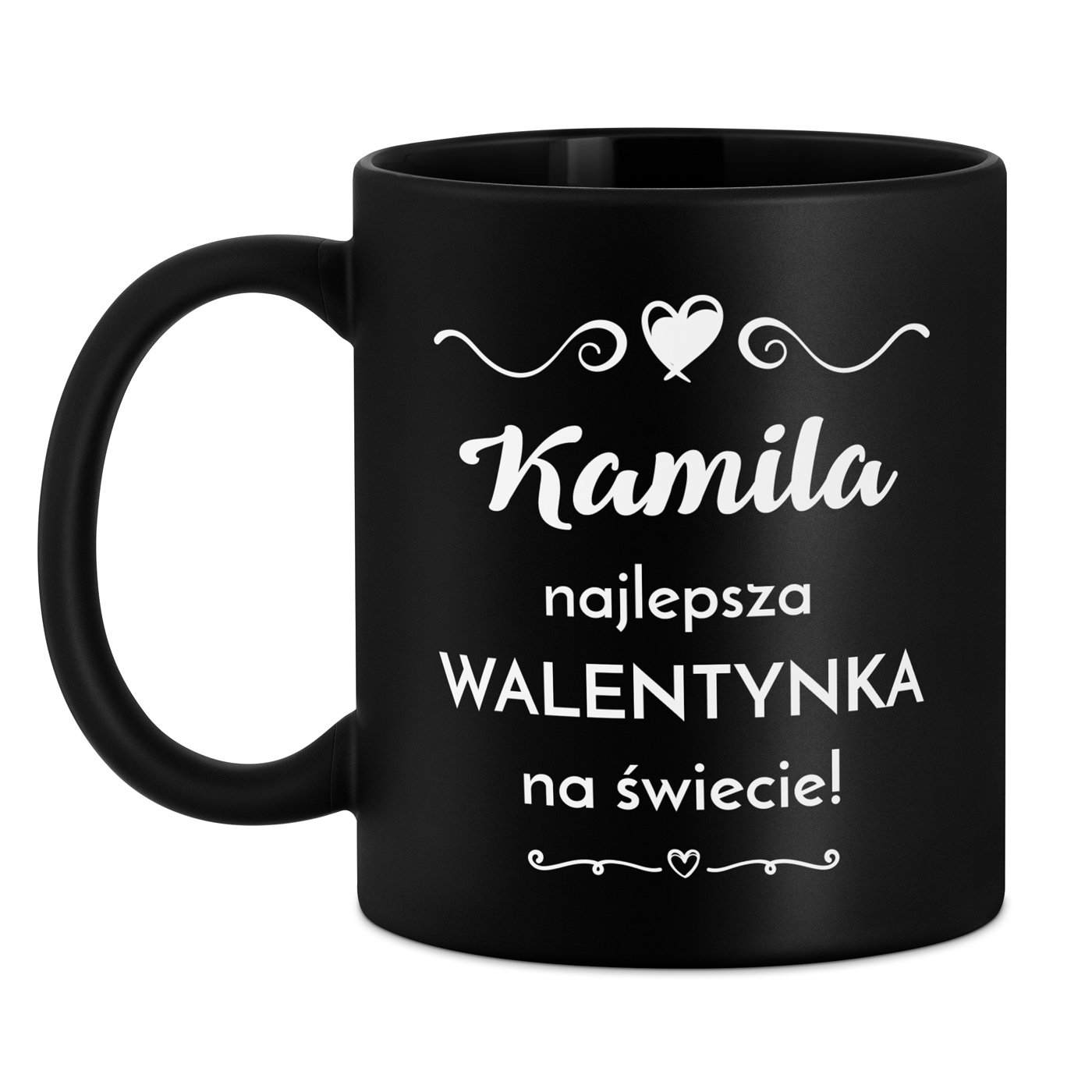 Kubek ceramiczny czarny matowy z grawerem dla chłopaka męża na walentynki