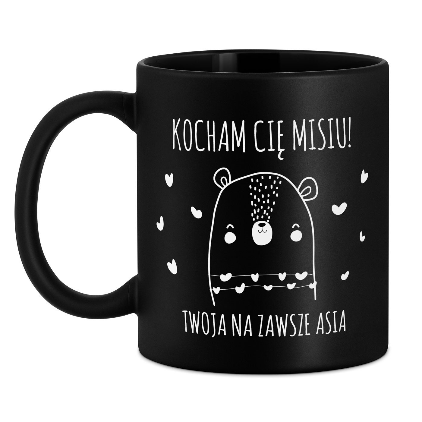 Kubek ceramiczny czarny matowy z grawerem dla chłopaka męża narzeczonego na walentynki imieniny rocznicę