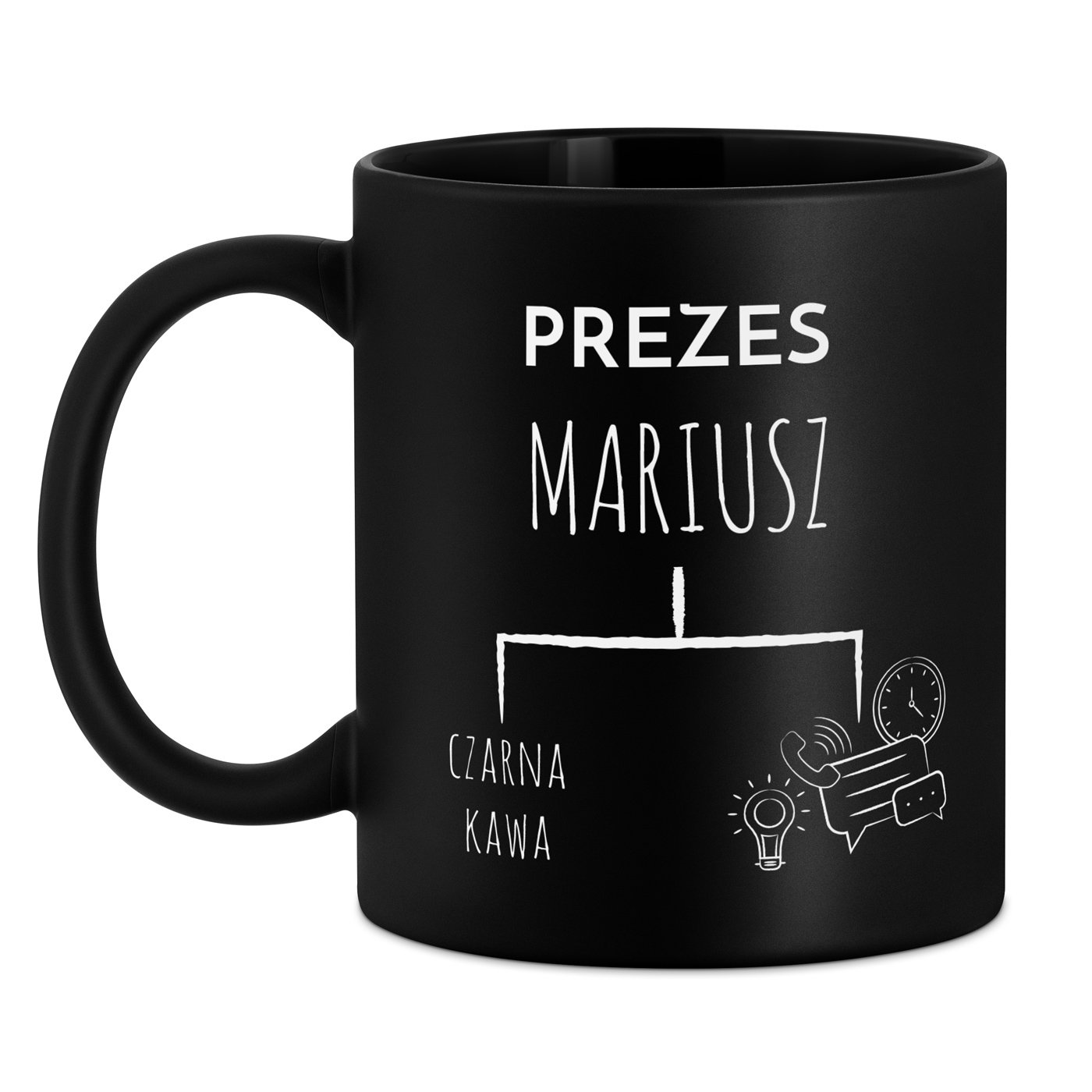 Kubek ceramiczny czarny matowy z grawerem dla szefa na imieniny