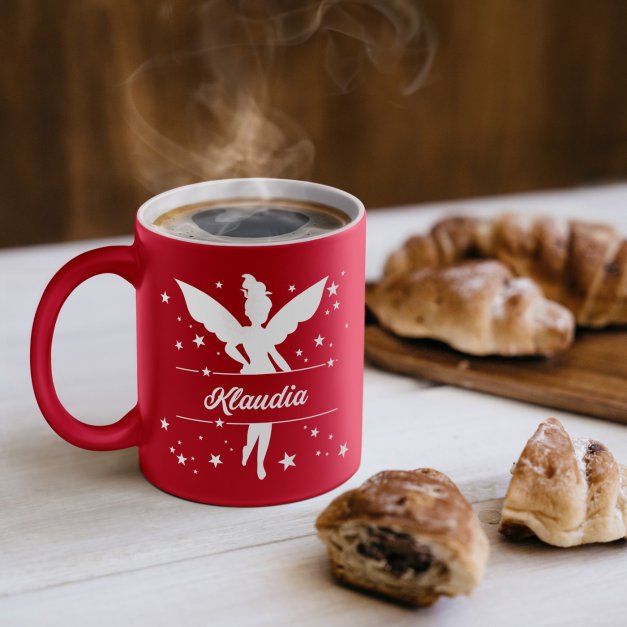 Kubek ceramiczny czerwony z białym środkiem z grawerem dla niej dziewczynki na imieniny Dzień Dziecka