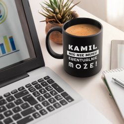 Kubek ceramiczny czarny matowy z grawerem dla niego emeryta na imieniny