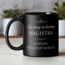 Kubek ceramiczny czarny matowy z grawerem dla promotora nauczyciela