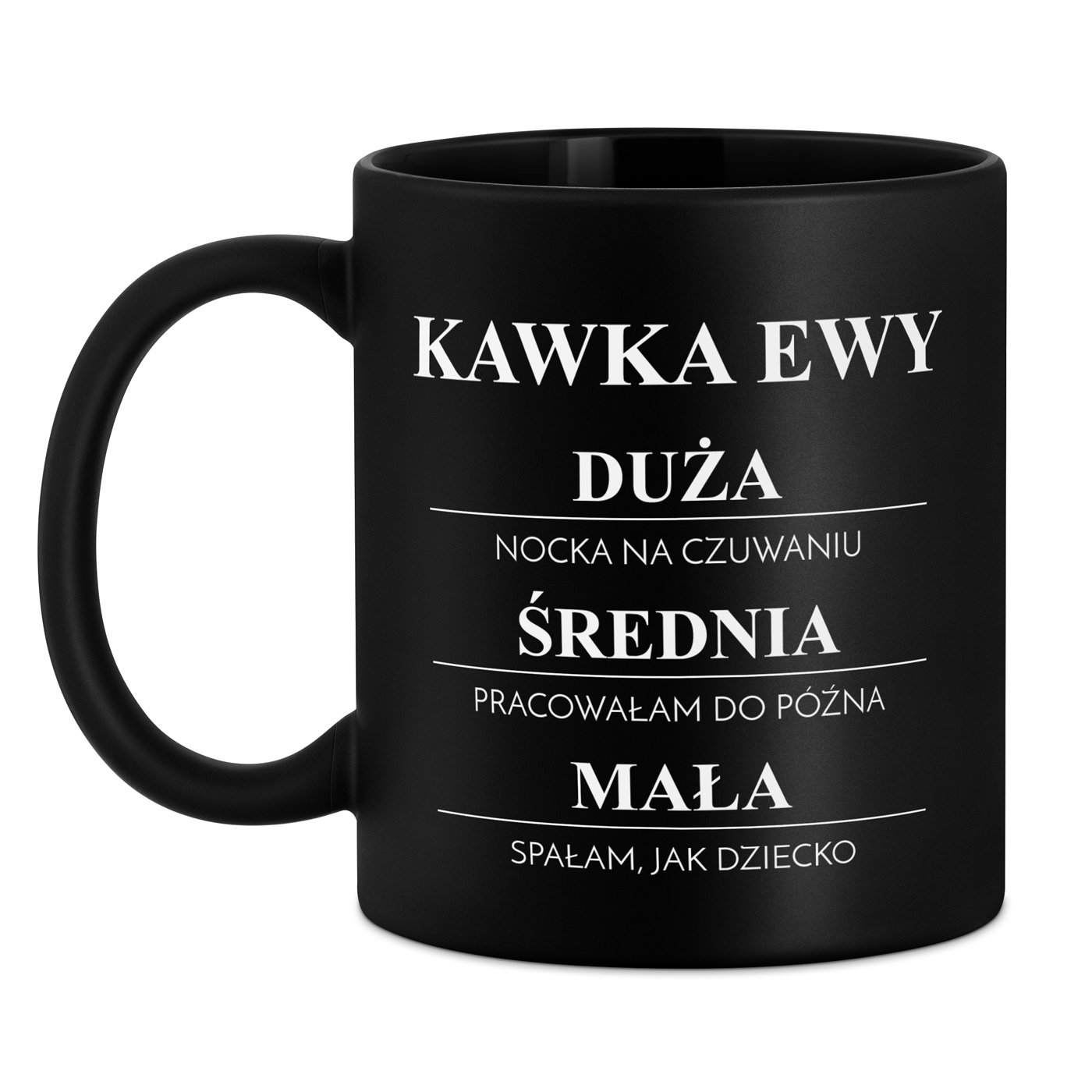 Kubek ceramiczny czarny matowy z grawerem dla niej kawosza na imieniny