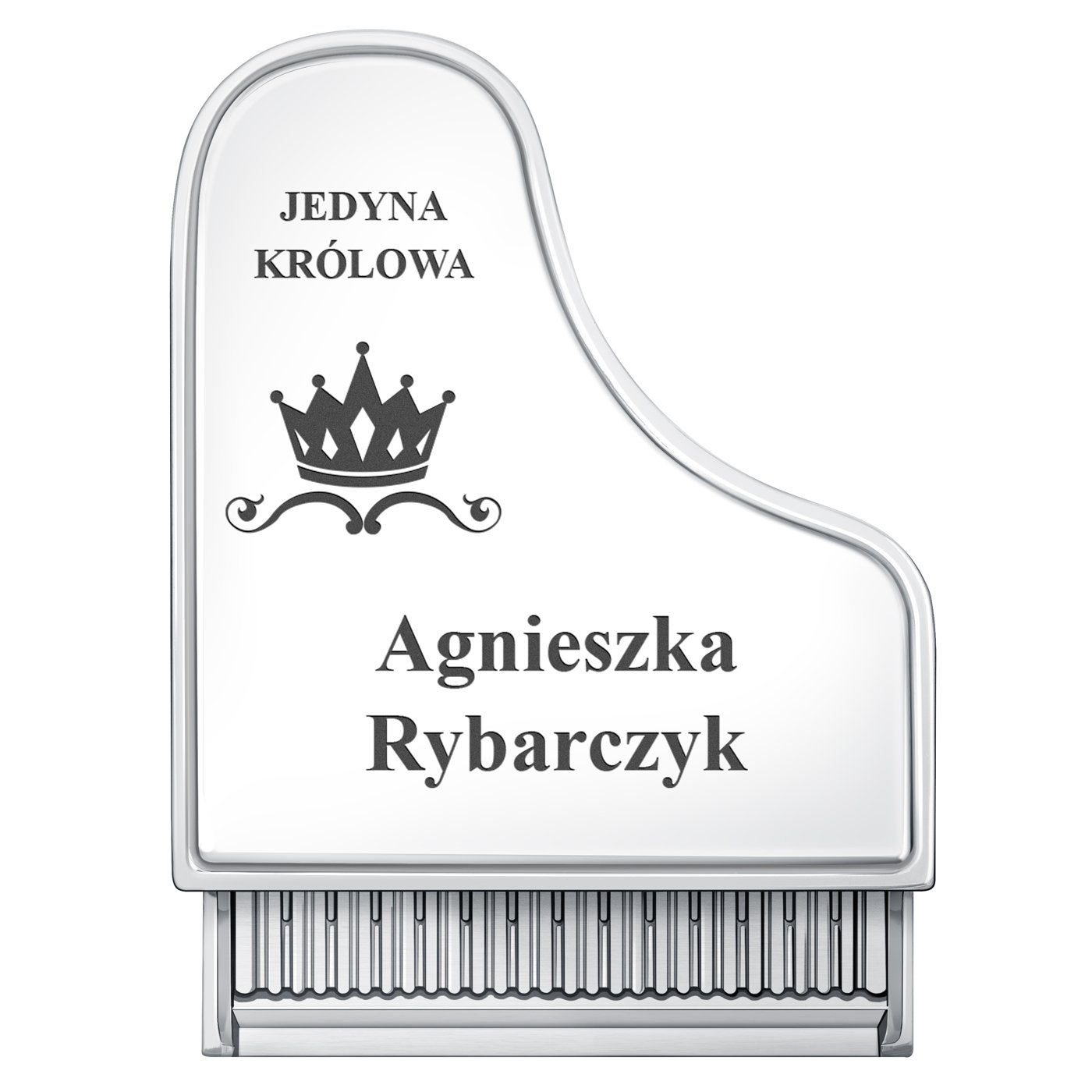 Szkatułka posrebrzana fortepian z grawerem dla niej