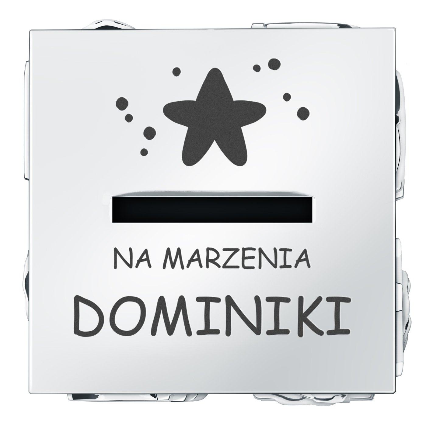 Skarbonka posrebrzana klocek z grawerem dla dziewczynki