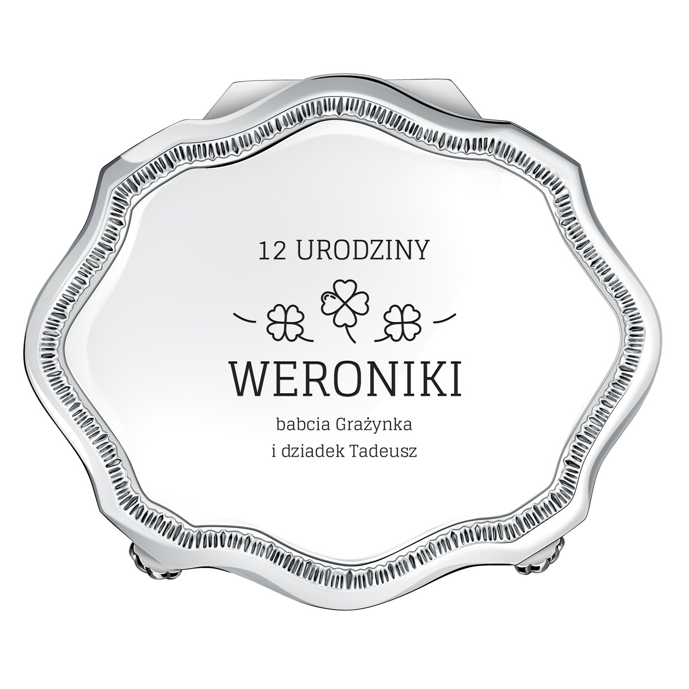 Szkatułka posrebrzana z grawerem dla dziewczynki na urodziny