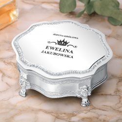 Szkatułka posrebrzana z grawerem dla niej