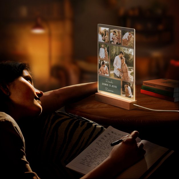 Lampka ramka XL z wydrukiem na szkle akrylowym i podświetleniem LED dla chłopaka męża na rocznicę walentynki