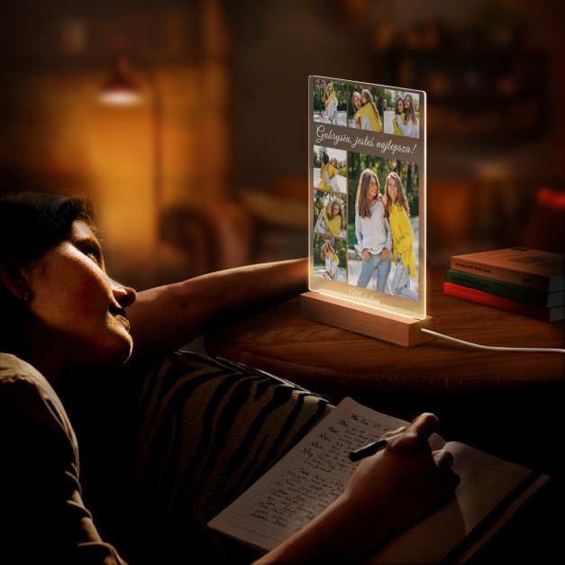 Lampka ramka XL z wydrukiem na szkle akrylowym i podświetleniem LED dla niej przyjaciółki na imieniny