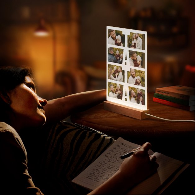 Lampka ramka XL z wydrukiem na szkle akrylowym i podświetleniem LED dla taty