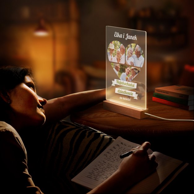Lampka ramka XL z wydrukiem na szkle akrylowym i podświetleniem LED dla dziadków