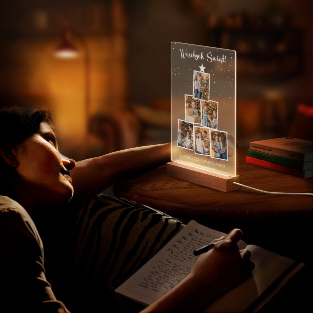 Lampka ramka XL z wydrukiem na szkle akrylowym i podświetleniem LED dla dziadków na święta