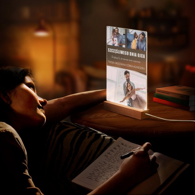 Lampka ramka XL z wydrukiem na szkle akrylowym i podświetleniem LED dla taty na Dzień Ojca
