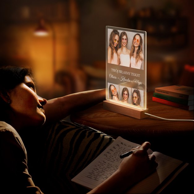 Lampka ramka XL z wydrukiem na szkle akrylowym i podświetleniem LED dla przyjaciółki