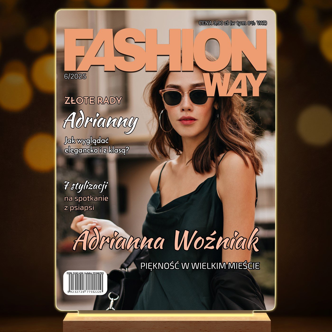 Lampka ramka XL z wydrukiem Fashion Way na szkle akrylowym i podświetleniem LED dla przyjaciółki