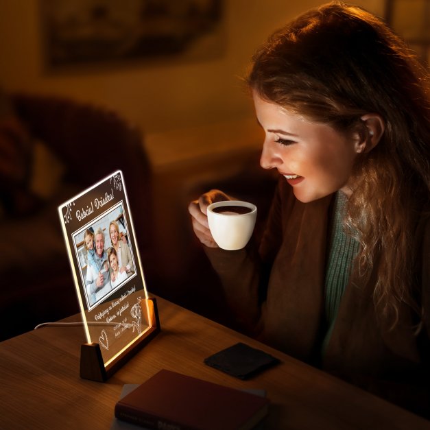 Lampka LED XL z nadrukiem na szkle akrylowym dla dziadków na Dzień Babci i Dzień Dziadka