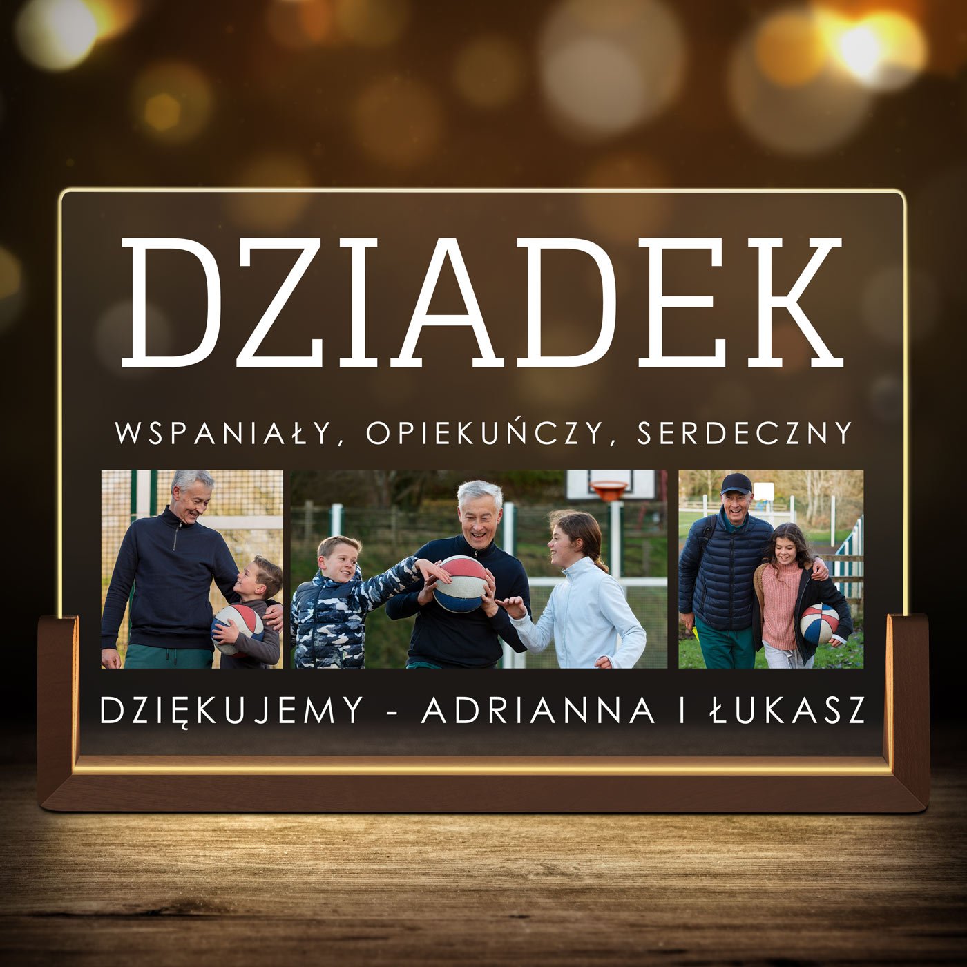 Lampka LED pozioma z nadrukiem na szkle akrylowym dla dziadka