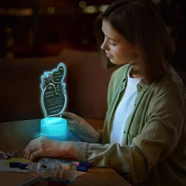 Lampka LED L z nadrukiem na szkle akrylowym dla chłopca na komunię