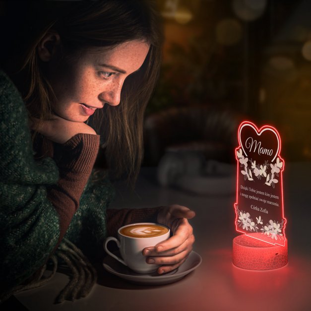 Lampka LED L 3D z nadrukiem na szkle akrylowym dla mamy