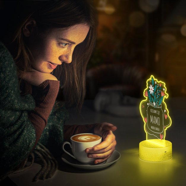 Lampka LED L 3D z nadrukiem na szkle akrylowym dla mamy