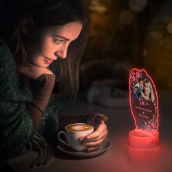 Lampka LED L 3D ze zdjęciem na szkle akrylowym dla mamy
