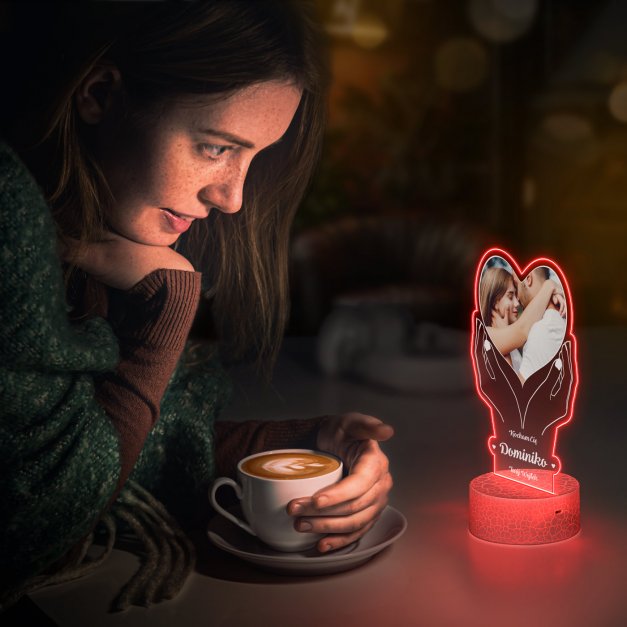 Lampka LED L 3D ze zdjęciem na szkle akrylowym dla dziewczyny żony na walentynki