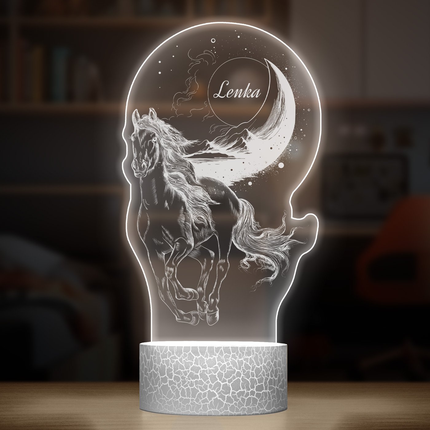 Lampka LED L 3D z nadrukiem na szkle akrylowym dla niej dziewczynki na imieniny