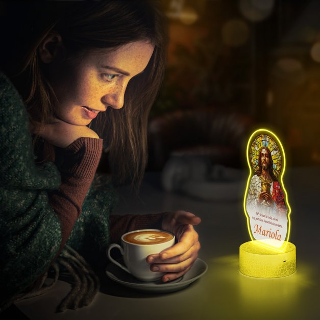 Lampka LED L 3D z nadrukiem na szkle akrylowym dla niej dziewczynki na komunię