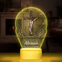 Lampka LED L 3D z nadrukiem na szkle akrylowym dla niego księdza chłopca na chrzest komunię