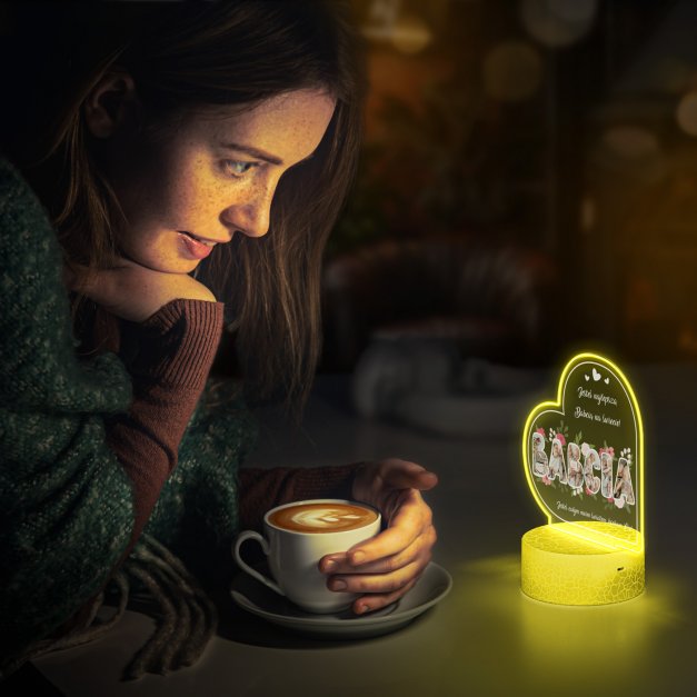 Lampka LED L 3D z kolażem zdjęć na szkle akrylowym dla babci