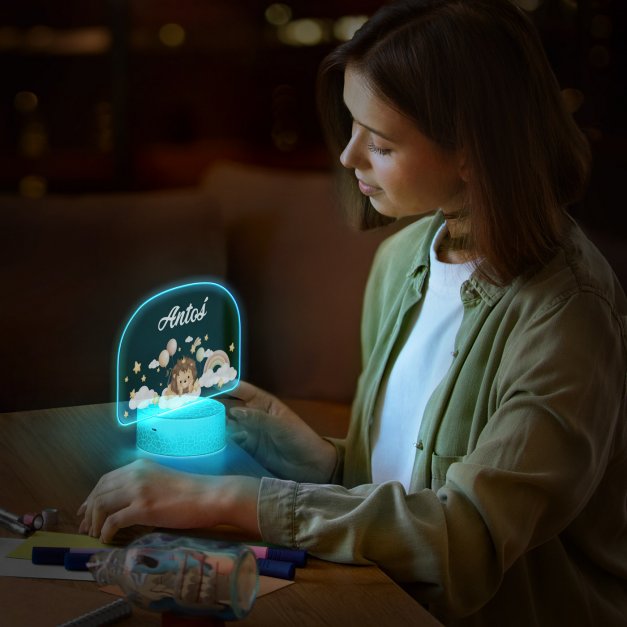 Lampka LED L 3D z nadrukiem na szkle akrylowym dla chłopca na imieniny