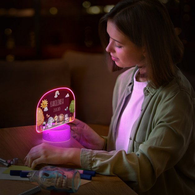 Lampka LED L 3D z nadrukiem na szkle akrylowym dla dziewczynki na urodziny