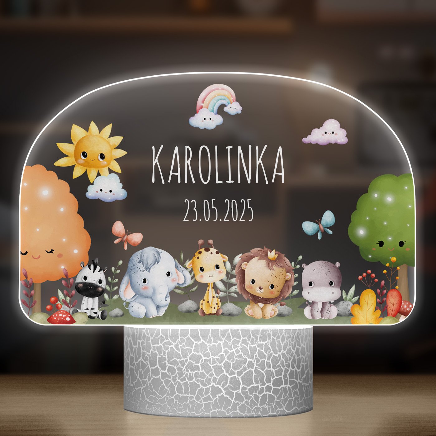 Lampka LED L 3D z nadrukiem na szkle akrylowym dla dziewczynki na urodziny
