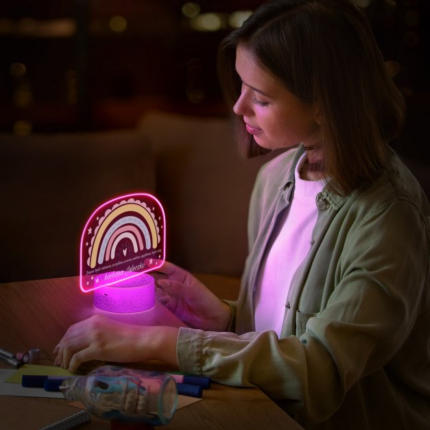 Lampka LED L 3D z nadrukiem na szkle akrylowym dla niej na imieniny