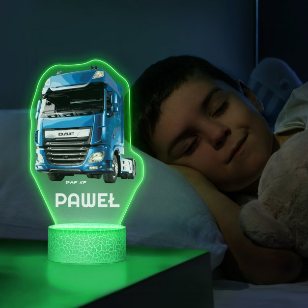 Lampka LED L 3D z nadrukiem na szkle akrylowym dla kierowcy ciężarówki na imieniny