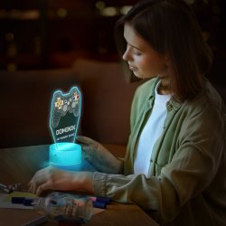 Lampka LED L 3D z nadrukiem na szkle akrylowym dla gracza na imieniny