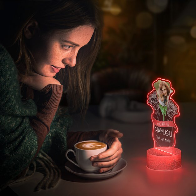 Lampka LED L 3D z Twoim zdjęciem na szkle akrylowym dla mamy