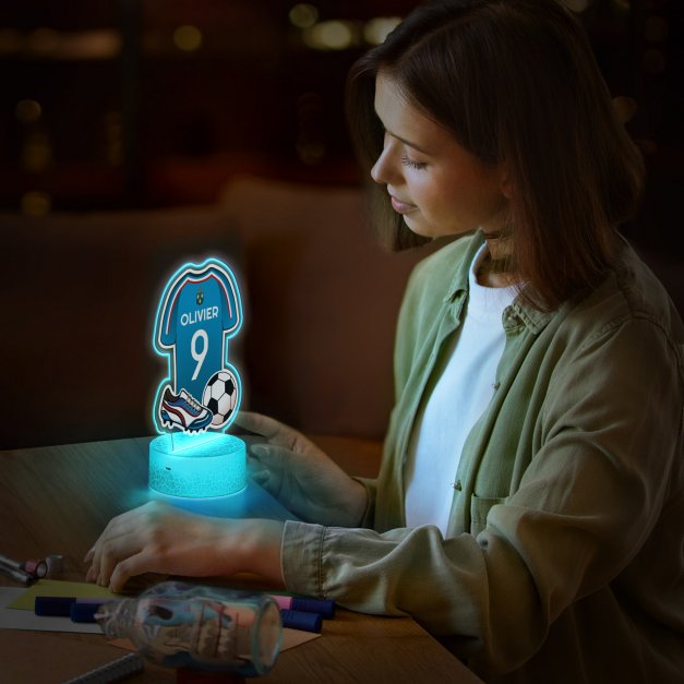 Lampka LED L 3D z nadrukiem na szkle akrylowym dla piłkarza kibica chłopca na urodziny imieniny