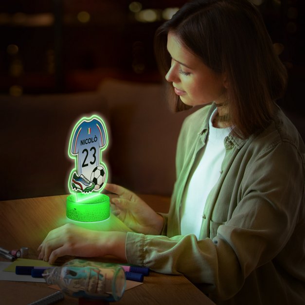 Lampka LED L 3D z nadrukiem na szkle akrylowym dla piłkarza na imieniny urodziny