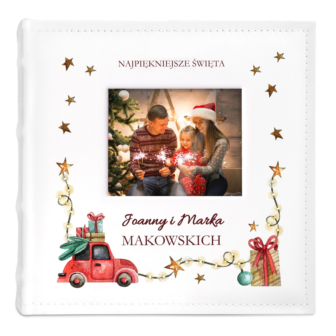 Album mały na zdjęcia z oknem i nadrukiem dla pary na święta