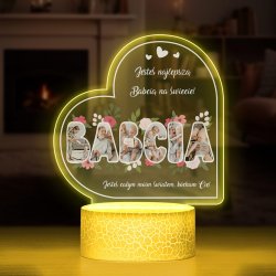 Lampka LED L 3D z kolażem zdjęć na szkle akrylowym dla babci
