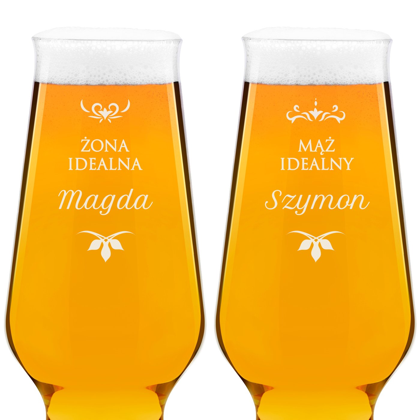 Szklanki do piwa x2 Krosno Splendour z grawerem dla pary na ślub rocznicę
