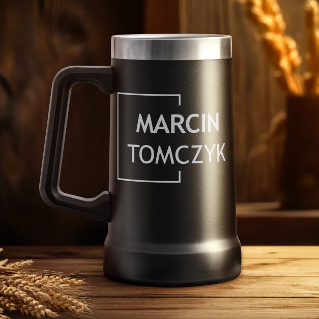 Czarny kubek termiczny kufel z grawerem dla niego