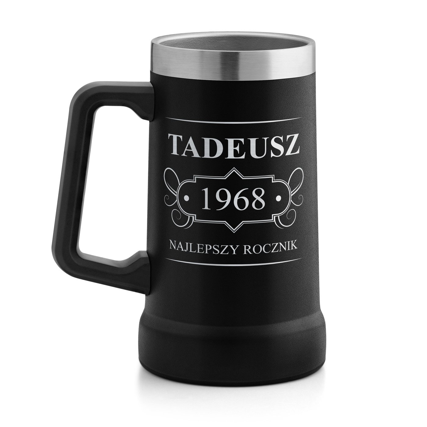 Czarny kubek termiczny kufel z grawerem dla gentlemana na urodziny