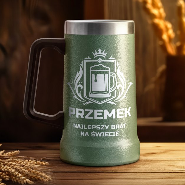 Zielony kubek termiczny kufel z grawerem dla brata na imieniny