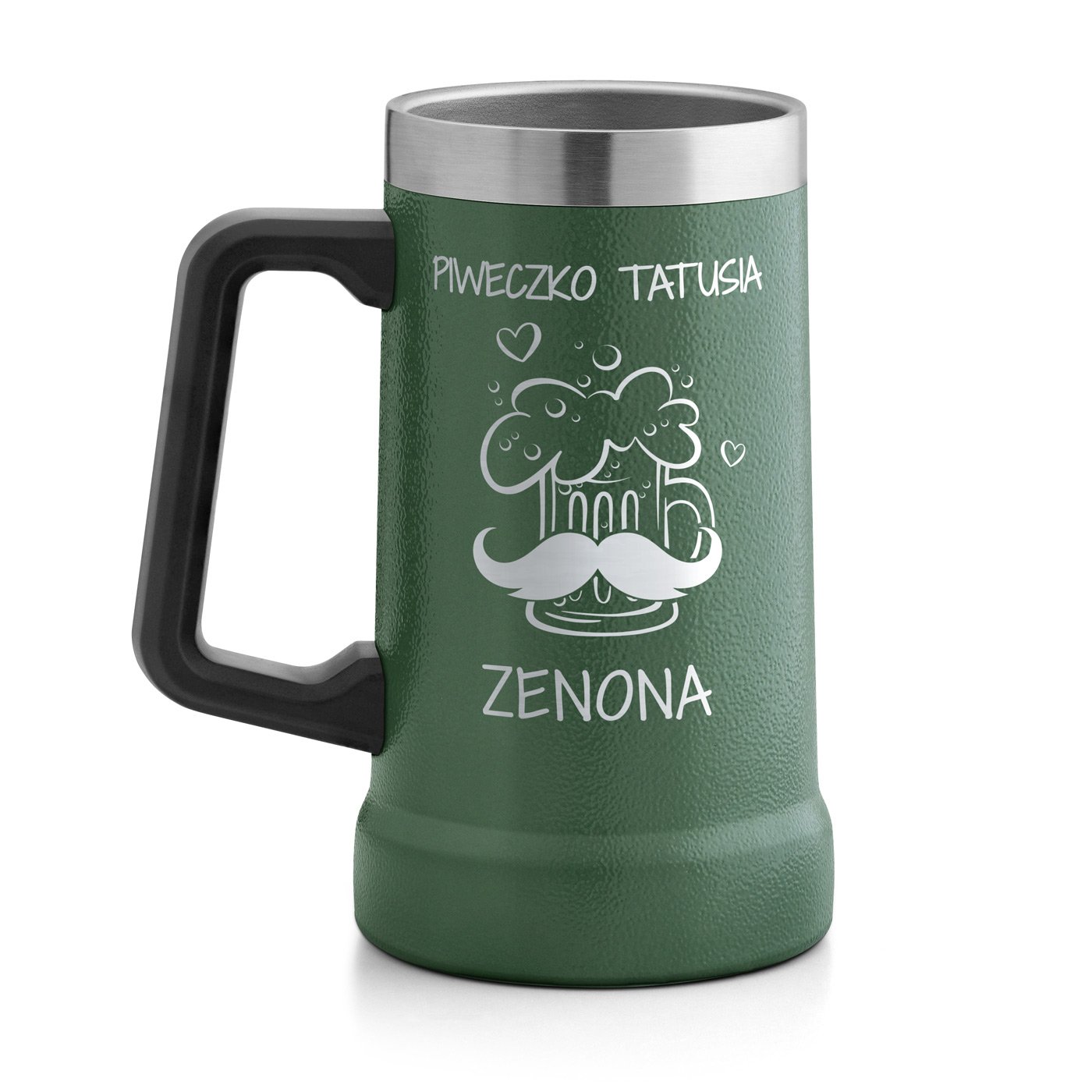 Zielony kubek termiczny kufel z grawerem dla taty na imieniny Dzień Ojca