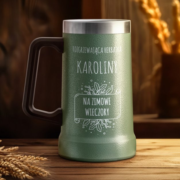 Zielony kubek termiczny kufel z grawerem dla nej zmarzlucha na święta mikołajki imieniny