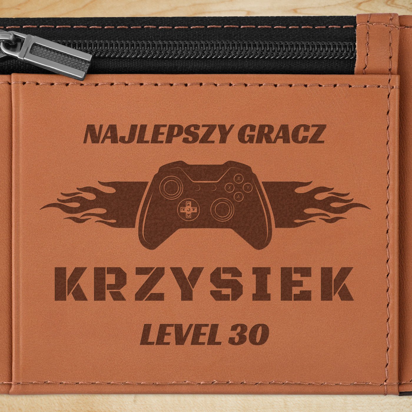 Smart portfel skórzany z grawerem w kolorze czarno-brązowym dla niego na imieniny